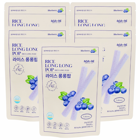 라이스롱롱팝 유기농 쌀과자, 떡뻥,, 10개, 20g, 블루베리