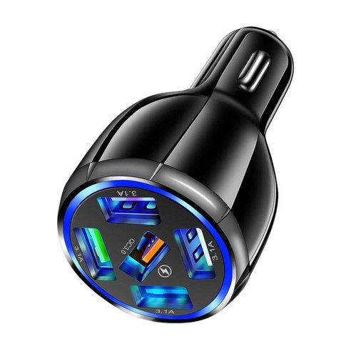 GHSHOP 전화 자동차용 5포트 고속 차량용 충전기 USB .0 차량용 충전기, 검은색, 78.0mmx32mmx32mm, PC 폴리카보네이트