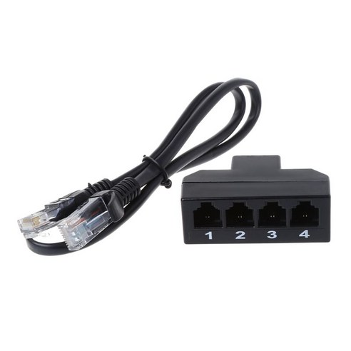 rj45커넥터 1PC RJ11 6P4C 암으로 남성 rj45 8p8c 1 ~ 4 스플리터 PCB 연결 전화 쿠터 케이블, 검은색, 검은색, 1개