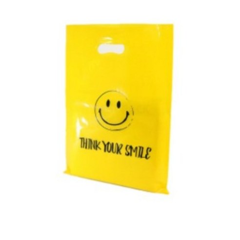 스마일 비닐쇼핑백 100p, 노랑 + 블랙