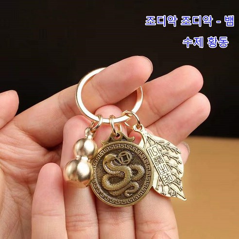 황동 포춘 조디악 열쇠 고리 행운의 자동차 열쇠 고리 부적 동전 열쇠 고리, 돈 뱀