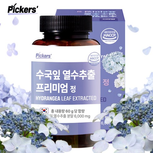 픽커스 수국잎 추출물 열수 추출 프리미엄 정 1 000mg, 60정, 60g, 6박스