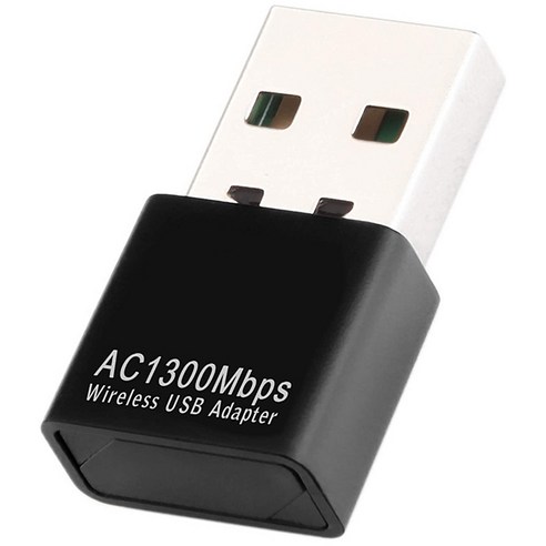 Retemporel PC용 USB WiFi 어댑터 AC1300Mbps 무선 네트워크 802.11Ac(듀얼 밴드 2.4Ghz/400Mbps 5.8Ghz/867Mbps 포함), 1개, 검은 색