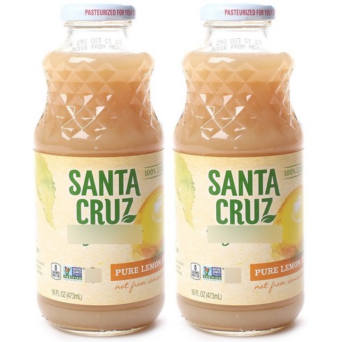 산타크루즈오가닉 퓨어 레몬 주스 글루텐 프리 무지방, 473ml, 2개