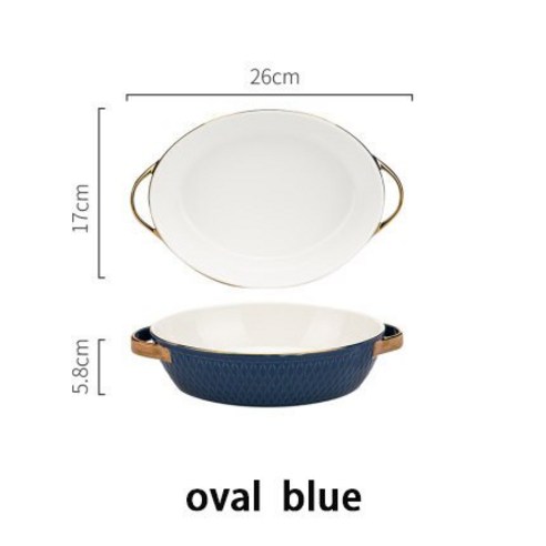 FREELIFE 가정용 오븐 접시 북유럽 세라믹 LC-578, oval blue-266