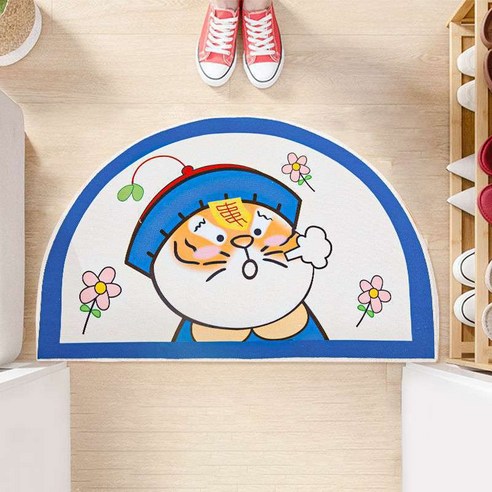 만화 귀엽다 호랑이 캐시미어 욕실 흡수지 깔개 화장실 입 발판 들어가다 깔개 화장실 미끄럼 방지 깔개, 40*60cm, 좀비 서운호. - 반원.