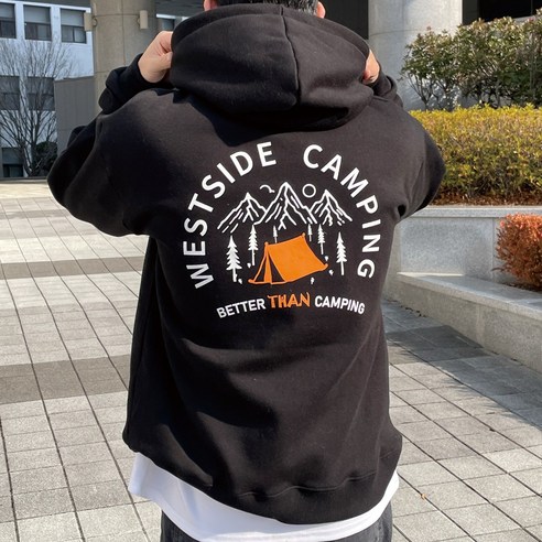추천제품 베럴댄나우 남녀공용 캠핑 프린팅 오버핏 기모 후드티 소개