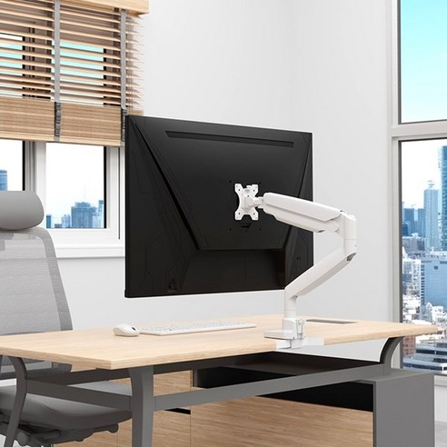 공간 효율과 아름다움을 동시에, 카멜 MSS1H 슬림형 고중량 모니터암 화이트 에디션