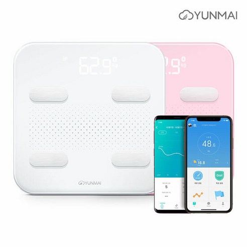 YUNMAI 윈마이 S color2 스마트 인바디 체중계 충전형 M1805, 단품, 색상:핑크