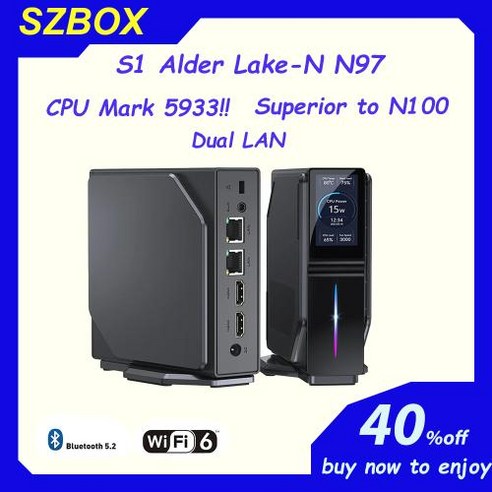 SZBOX S1 N97 미니 PC 대 n100 미니 PC 듀얼 포트 WIFI6 디스플레이 화면 3200mhz + NVME SSD 주파수 3.6GHz, 없음, 없음, 15) NO RAM NO STORAGE - UK