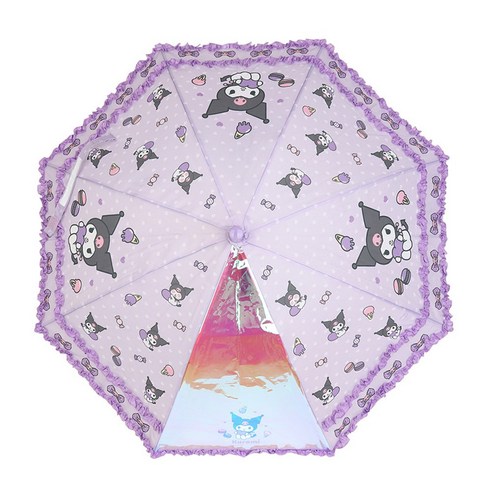 산리오 쿠로미 디저트 이중 프릴 유아 우산 살길이 40cm 홀로그램 투명창 여아 아기 우산