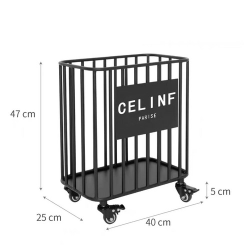 철제 런드리 트롤리 이동식 장비 보관용, 화이트 트럼펫 40_25_47cm