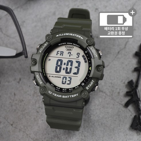 카시오 빅사이즈 10년전지 롱밴드 군인 군대 군용 입대선물 손목시계