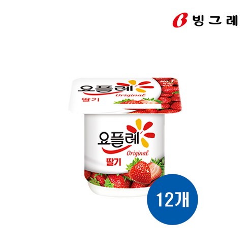 빙그레 요플레 딸기 요거트 85g, 12개