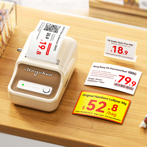 Niimbot B21 포토 듀얼컬러 라벨프린터, 1개, B21포토 크림화이트 +레드블랙 듀얼컬러 50x90