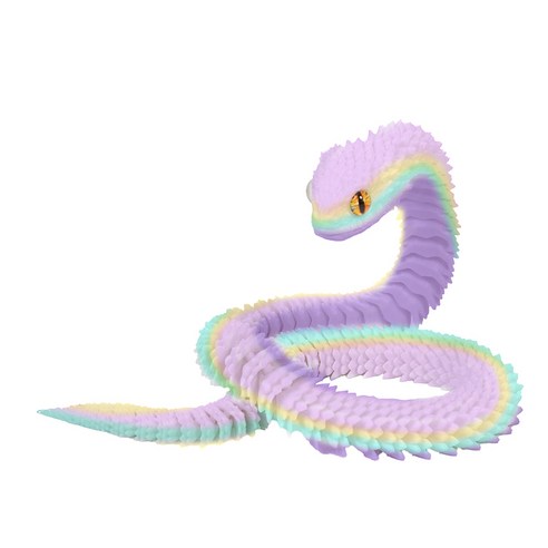 푸른 뱀 모형 인형 자유관절 3D프린터 선물 소품, 60CM, 레인보우 솜사탕, 1개