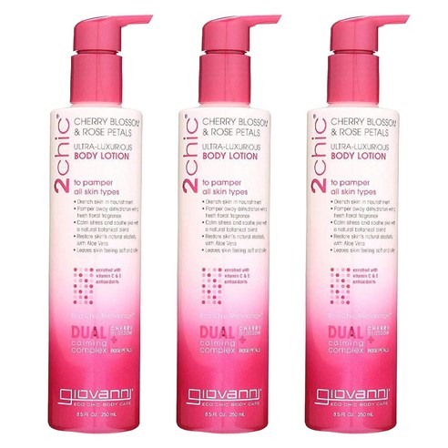 지오바니 2시크 울트라-럭셔리어스 바디 로션 체리 블라썸 & 로즈 페탈, 250ml, 3개