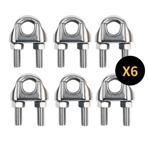 아이맥스몰 스텐 와이어로프 클립 U유볼트 고정 6p set 3mm 5mm 6mm 8mm 10mm 12mm, 6개, 스텐 와이어 클립 3mm(1/8")