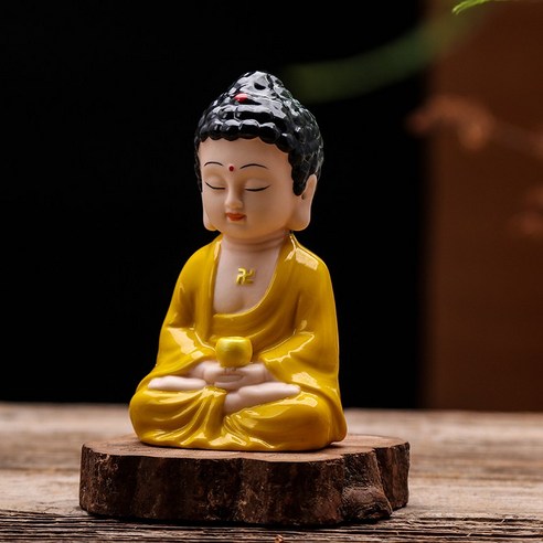 부티크 수제 세라믹 부처님 동상 Pingan 부처님 중국어 스타일 복도 Geomancy 공예 선 장식품 자동차 장식품, 하나, 유약손으로그린부처님[기본]