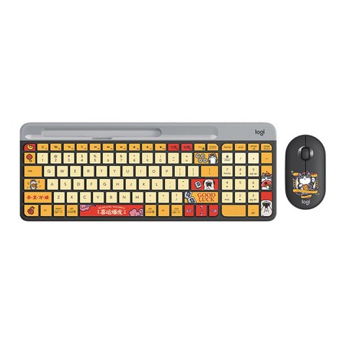 로지텍 슬립 키 블루투스 무선 마우스 키보드 세트 K580, 블랙, 일반형