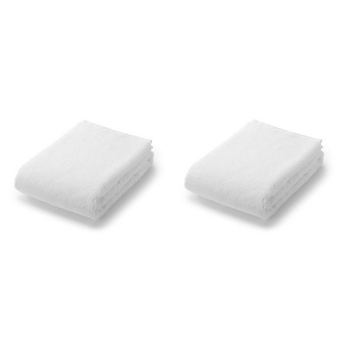 무인양품 MUJI 면 파일 그 다음이 있는 스몰 바스 타월 - 기본타입 2개 JJAA8A2S, 오프화이트