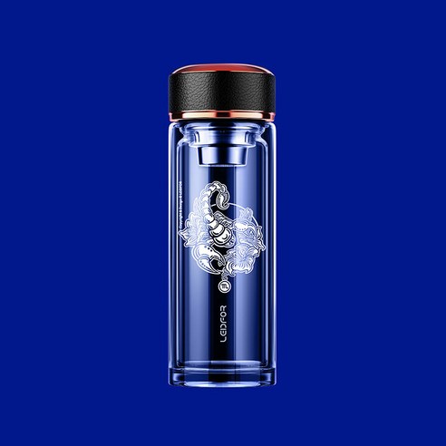 Redf 더블 레이어 유리 인쇄 차 컵 물 컵 [원래 저작권 암], 전갈, 500Ml