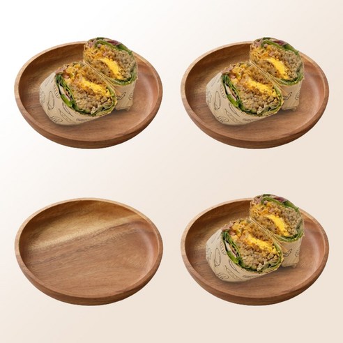 아카시아 우드 원형 접시세트 (중), 중 size, 4개