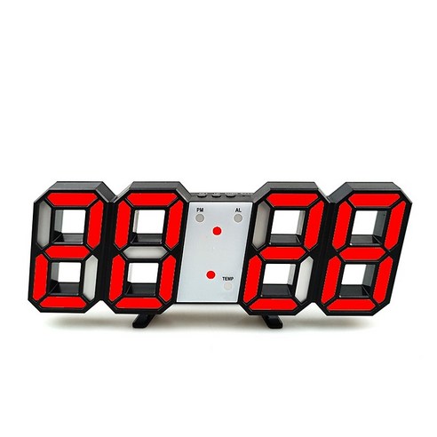 볼파스 무소음 3D LED 인테리어 감성시계, 블랙레드