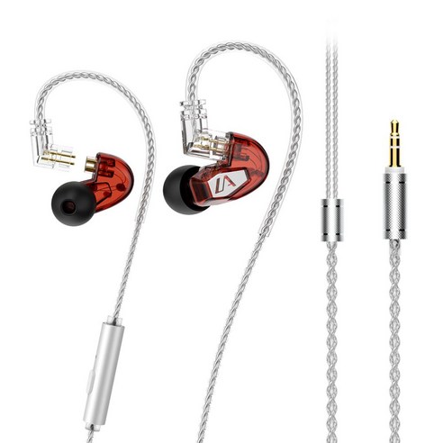 Lafitear LT2 밸런스드 아머처 HIFI 유선 이어폰 3.5mm 마이크 포함, 레드