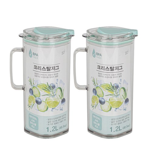 셰프웨어 트라이탄 크리스탈저그 (민트) 물병, 2개, 1.2L