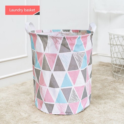정리 세일-면 세탁 바구니 접이식 보관함 대형 접이식 가방 옷 정리 더러운 옷 세탁 큰 바구니, 하나, Pink Blue