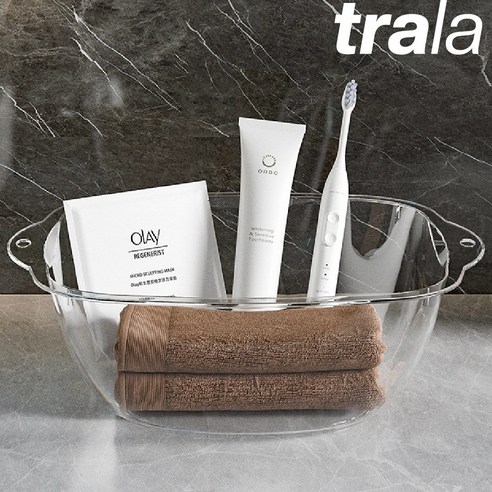 트랄라 튼튼한 주방 욕실 투명대야, 1개, 미듐, 투명