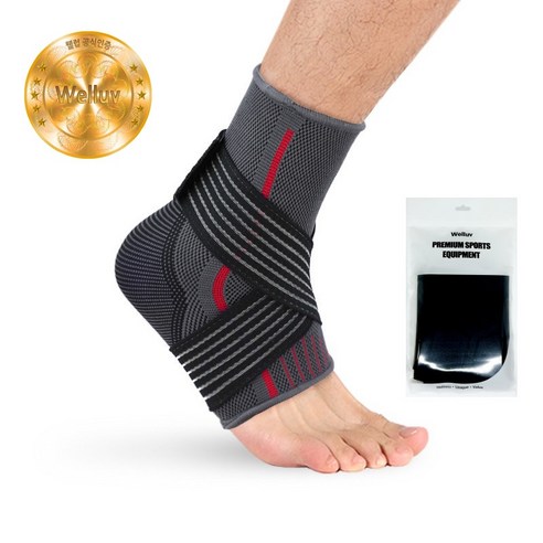 웰럽 프리미엄 X자 이중 발목보호대 WL-1015 2개(1세트) 레드, 1개
