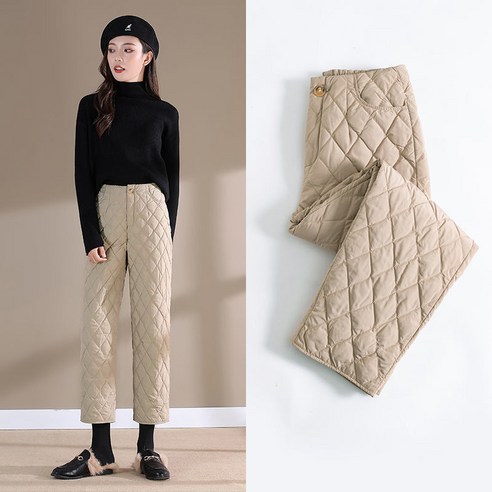 KORELAN카키색 패딩 면바지