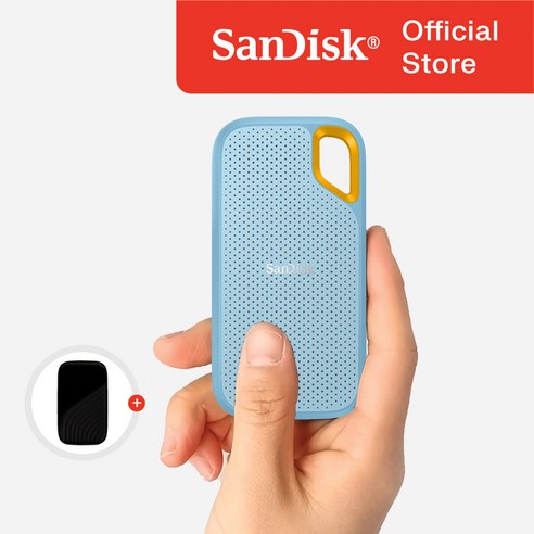 샌디스크 외장 SSD E61 익스트림 포터블 대용량 고성능 + 전용 케이스, 1TB, 스카이블루