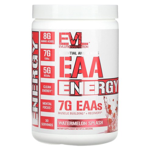 EVLUTIONNUTRITION EAA 에너지 필수아미노산 워터멜론 스플래쉬 맛, 1개, 315g