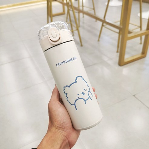 절연 컵 숙녀 크리 에이 티브 고 가치 휴대용 물 컵 하트 인 바람 간단한 짚 컵, 400ML 블루 페이스 커버, {"패션의류/잡화 사이즈":"컵"}