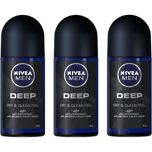 [니베아 일본직구] (Pack of 3) Nivea Deep Anti-perspirant Deodorant Roll On for Men 50ml - (3パック) 니베아 깊은 제한제 데오드란트 롤온 남성용 50ml