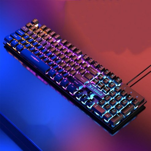 [화오시야] GX30 백라이트 키보드 신모델 USB 케이블 게임 키보드 빛나다 기계적 감촉 키보드, 블랙