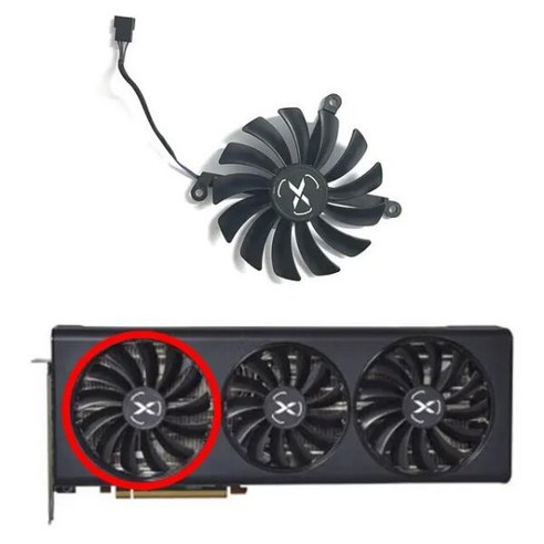 AMD 게이밍 그래픽 팬용 GPU XFX RX 6800XT 95mm 4 CF1015U12D 87mm, 02 1 FAN