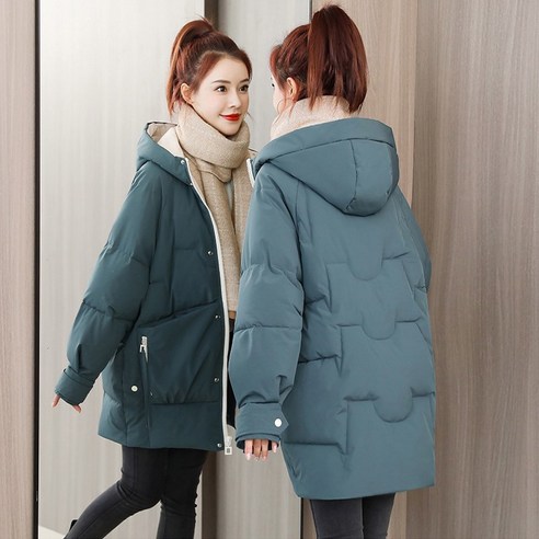 여성 자켓 중형 한국 스타일 느슨한 두꺼운 면화 패딩 코트 코튼 패딩 코트 겨울