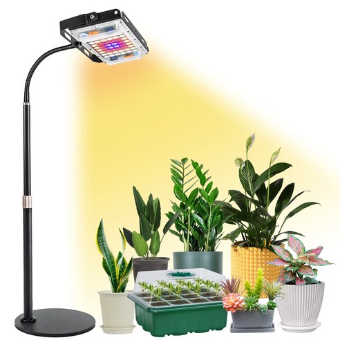 iGrow LED 식물등 스탠드 실내 식물 조명 식물 스탠드 성장등 식물등 풀스펙트럼 식물등 거치대 식물성장조명 식물램프, 켜기/끄기, 1개
