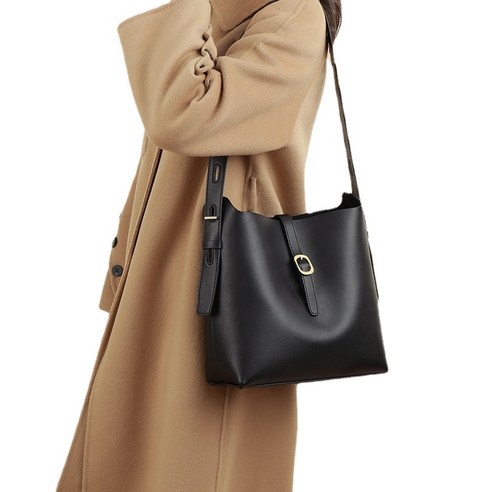 ANKRIC 여성 숄더백 Viney 가방 여성용 가방 버킷 가방 가죽 가을과 겨울 대용량 패션 조커 숄더백