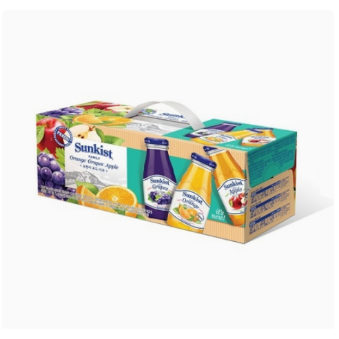 썬키스트 훼미리 달콤한 행복세트(오렌지 포도 사과) (180ML*12입)