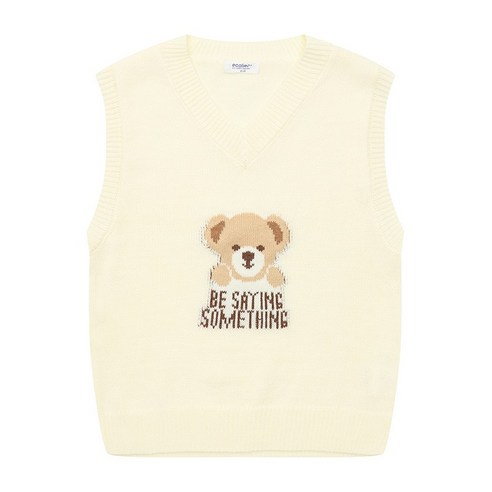 에꼴리에 여아 베어 브이넥 니트 베스트 23A3052 IV