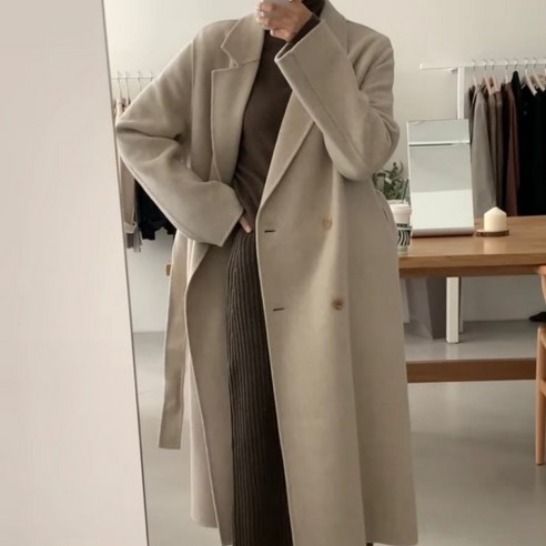 BLANC SHOP 블랑샵 벨티드 오버사이즈 롱 코트
