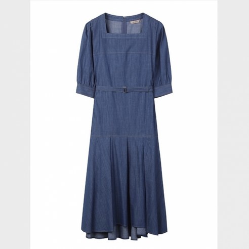 스퀘어넥 데님 플레어 롱 원피스 E242PSE161 633140 씨씨콜렉트코트