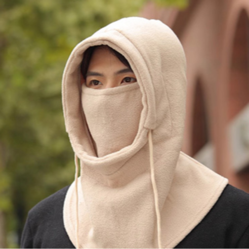헬로마트 일체형 후드 넥워머 바라클라바, 베이지, 1개