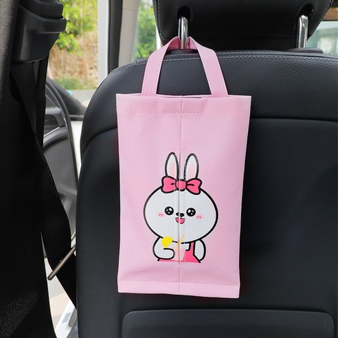 자동차 티슈 가방 그물 빨간 종이 상자 다시 매달려 창조적 인 자동차 쓰레기 수 장식 용품 Daquan 여성 AYO, 조수 토끼 조직 상자-핑크