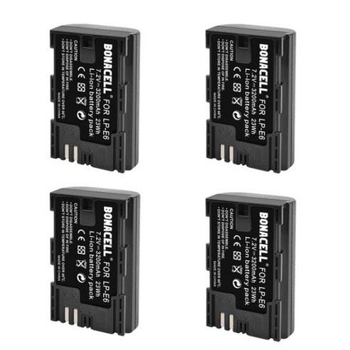 배터리 LP-E6 LPE6 E6N LED 듀얼 충전기 캐논 EOS 5DS R 5D Mark II III 6D 7D 70D 80D 카메라 케이스 3200mAh(659300), 04 4 battery